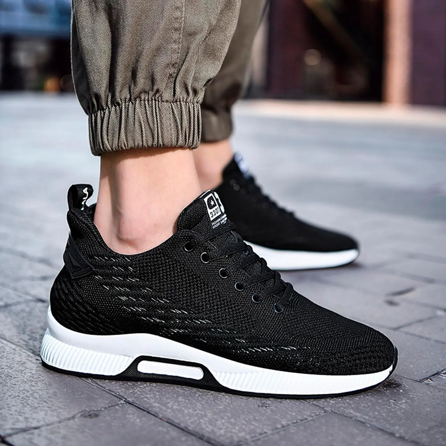 8cm Men's Elevator Shoes Men's Casual Mesh Trainers Lightweight Breathable Lace Up Sports Shoes with Hidden Lift Heel for Men Sneaker Boots Mens Zip
