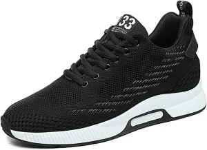 8cm Men's Elevator Shoes Men's Casual Mesh Trainers Lightweight Breathable Lace Up Sports Shoes with Hidden Lift Heel for Men Sneaker Boots Mens Zip