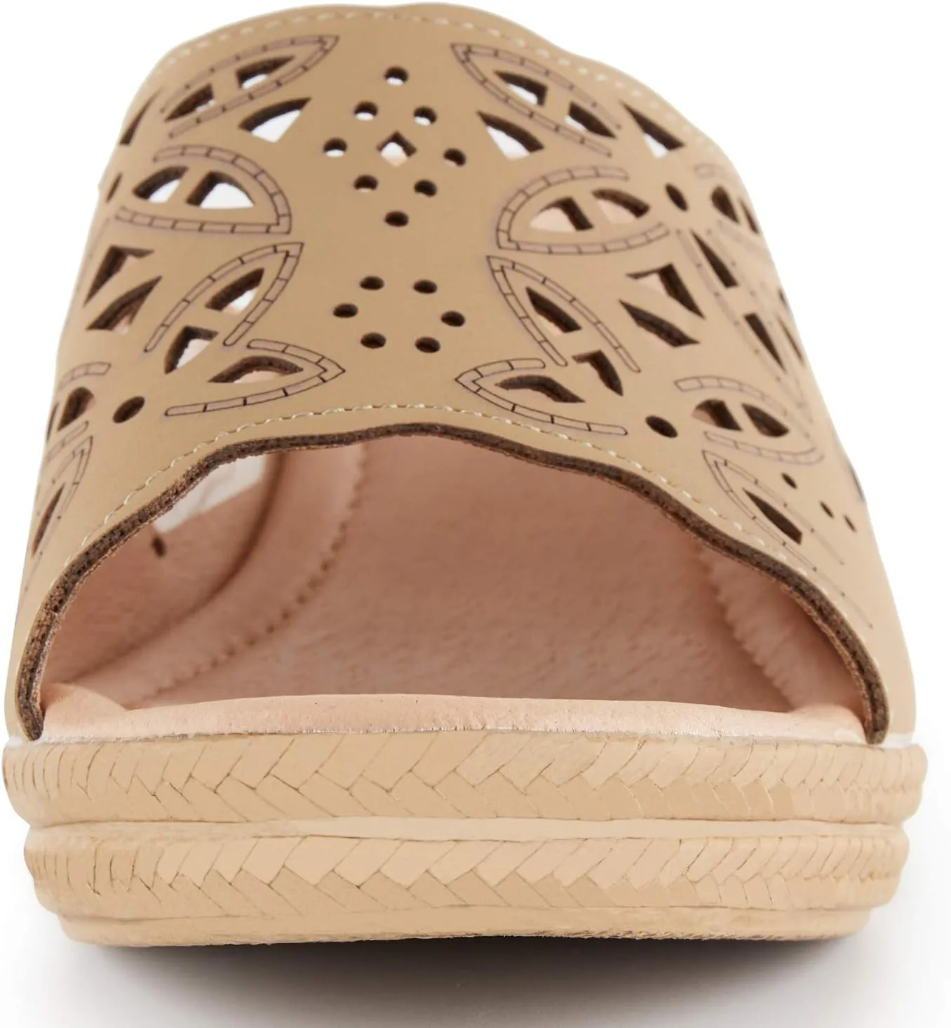 Alexis Leroy Women's Comfort Cut-Out Vamp Open Toe Wedge Slide Sandals