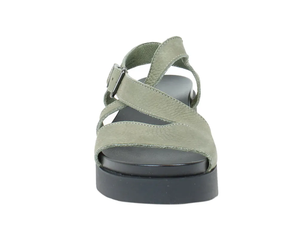 Sure, the optimized title for this e-commerce product in English with modifiers can be Arche Myakki White Leather Sandals.