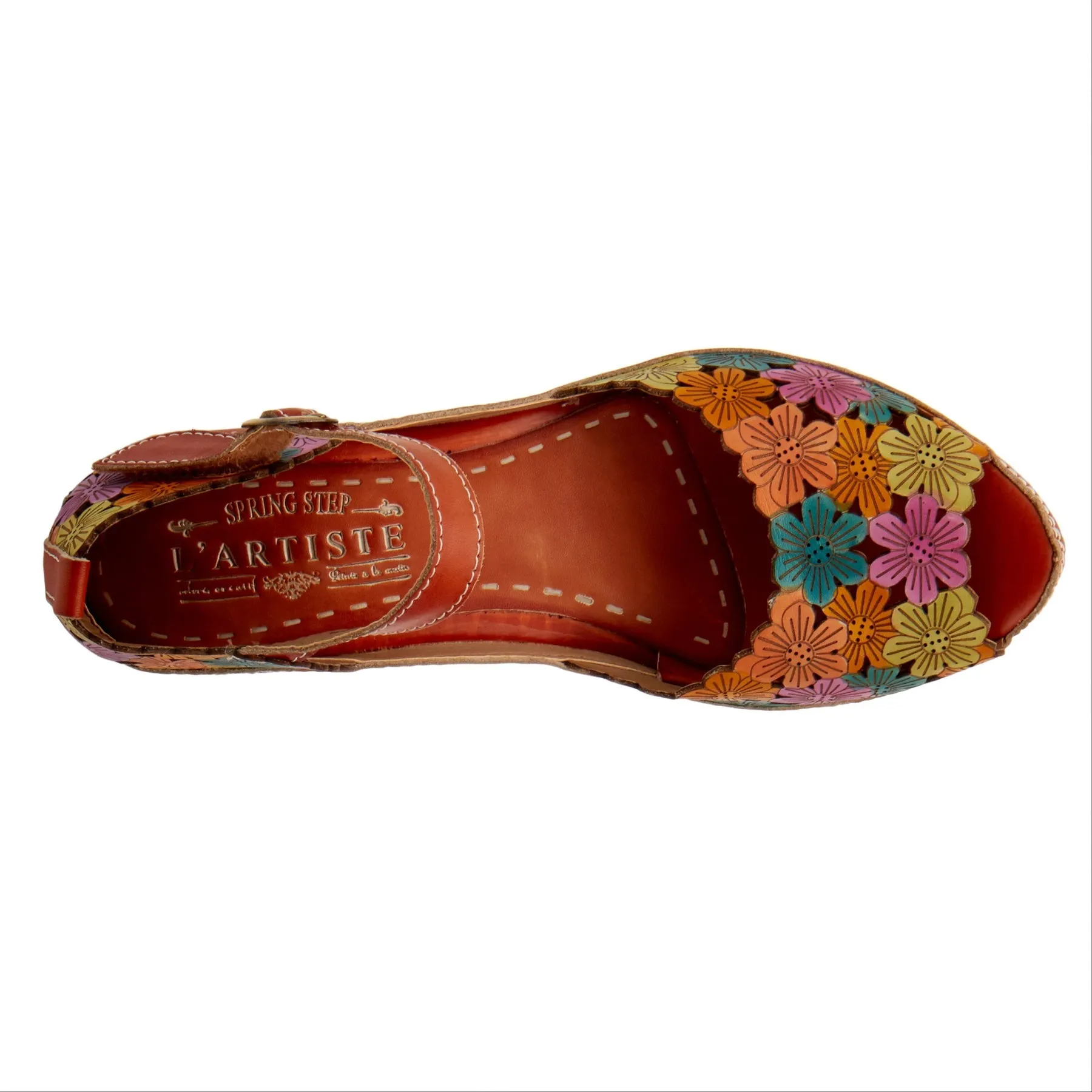 Avnia Floral Peep Toe in Camel