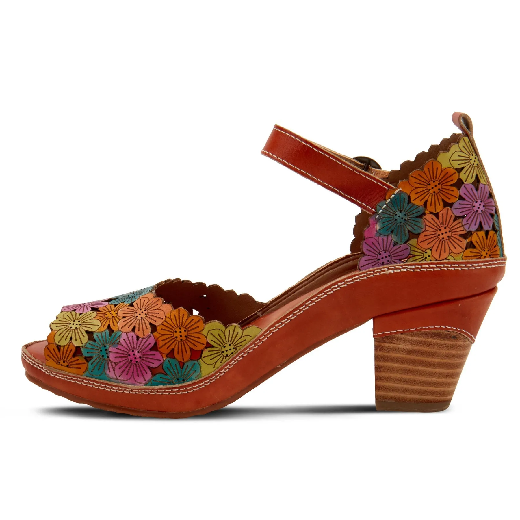 Avnia Floral Peep Toe in Camel