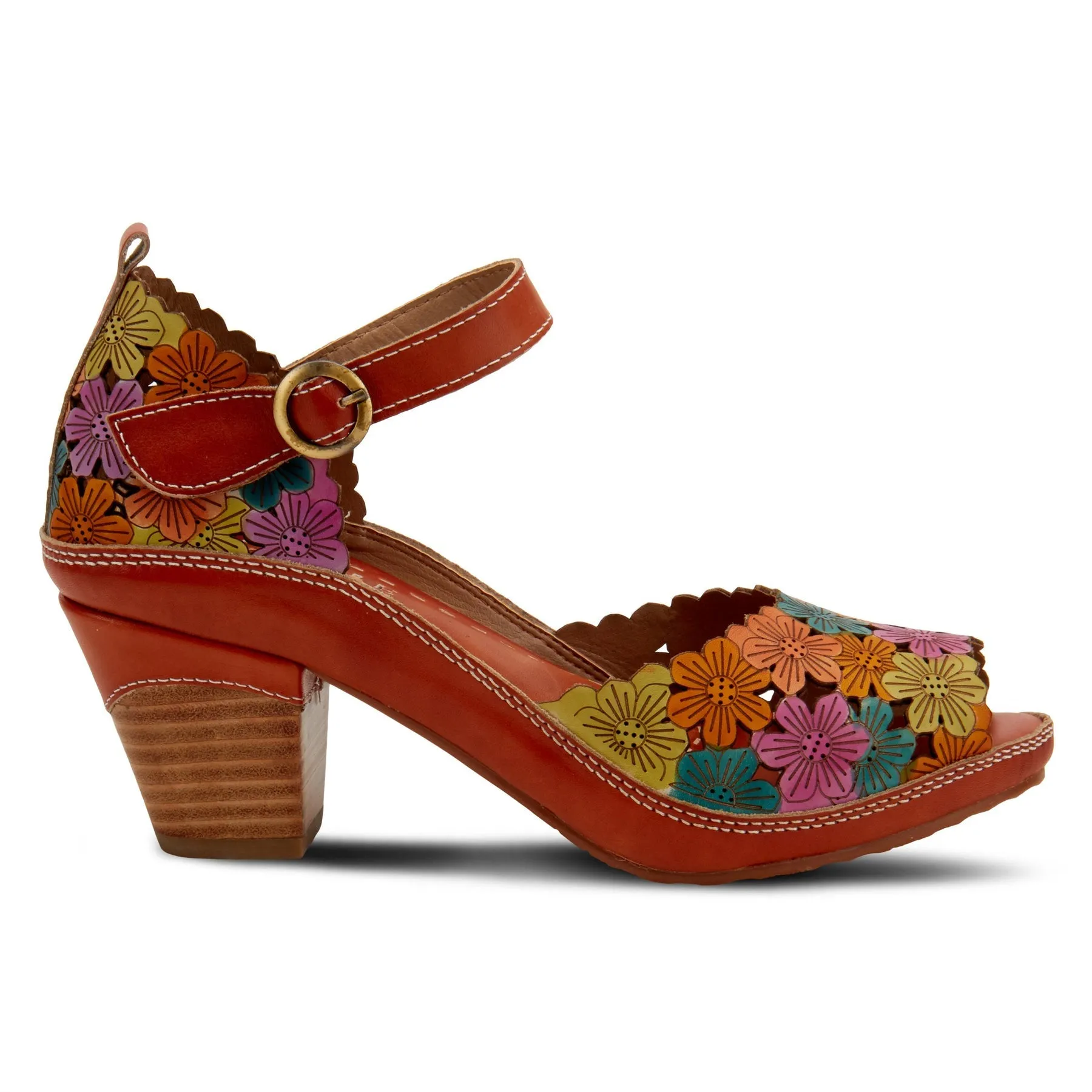 Avnia Floral Peep Toe in Camel