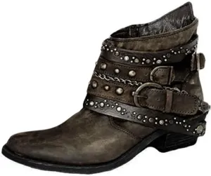 Black Cowboy Boots for Women Ankle Comfortable Booties for Women Ladies Booties Ankle Boots Boot Shoes for Women Round Toe Flat Heel Square Toe Slip On Side Zipper
