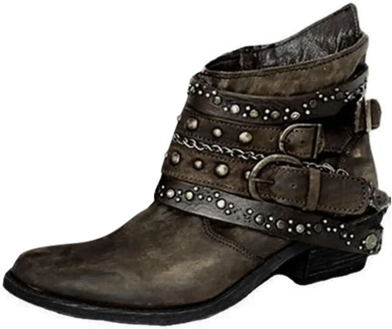 Black Cowboy Boots for Women Ankle Comfortable Booties for Women Ladies Booties Ankle Boots Boot Shoes for Women Round Toe Flat Heel Square Toe Slip On Side Zipper