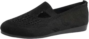 Black Orthopedic Shoes for Women Casual Slip on Sneakers Shoe Woven Arch Support Breathable Soft Sole Sports Footwear
