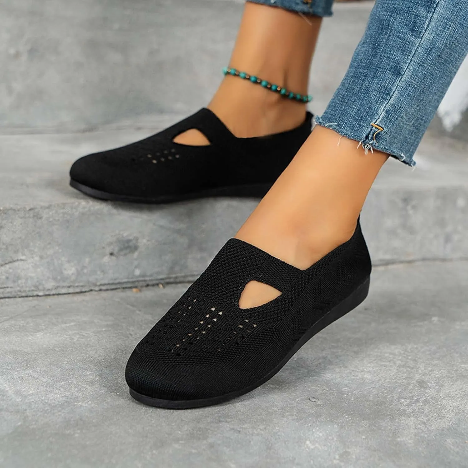 Black Orthopedic Shoes for Women Casual Slip on Sneakers Shoe Woven Arch Support Breathable Soft Sole Sports Footwear