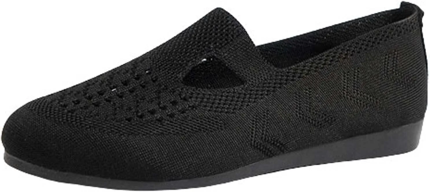 Black Orthopedic Shoes for Women Casual Slip on Sneakers Shoe Woven Arch Support Breathable Soft Sole Sports Footwear