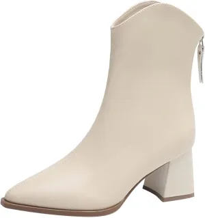 Botines Para Mujer Wide Boots Winter Heels Ladies Low Heel Boots Black Boots Ankle Grey Leather Booties Women Ankle Boots