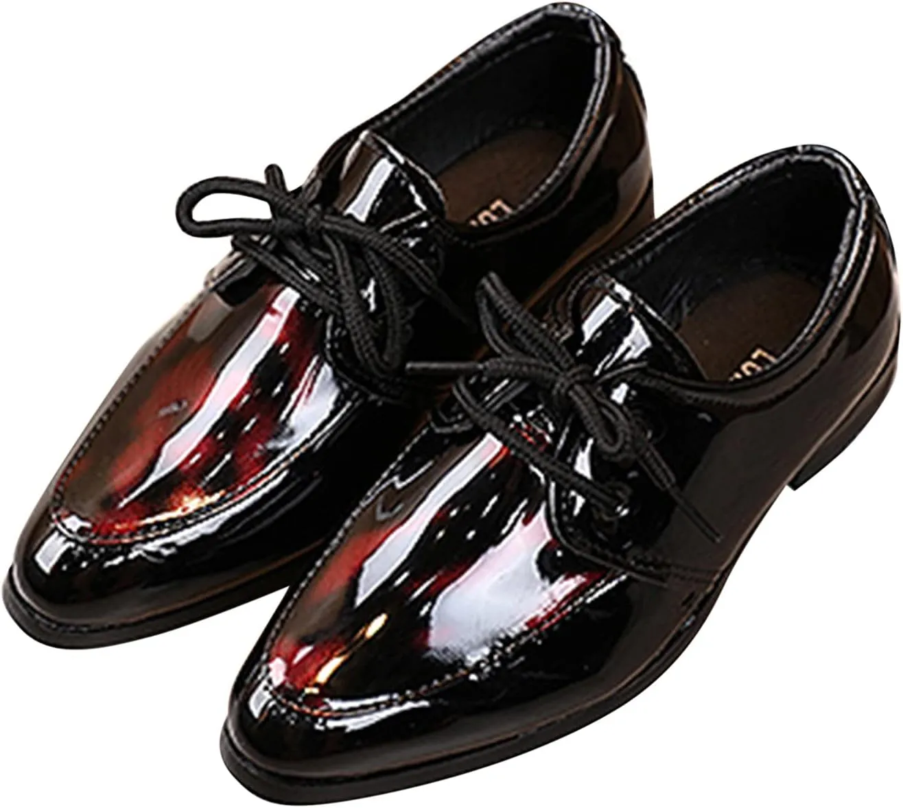Boy's Classic Oxfords Dress Shoes Pointed Toe Patent Formal Dress Shoes Lace Up Wedding Prom Infant Dress Shoes