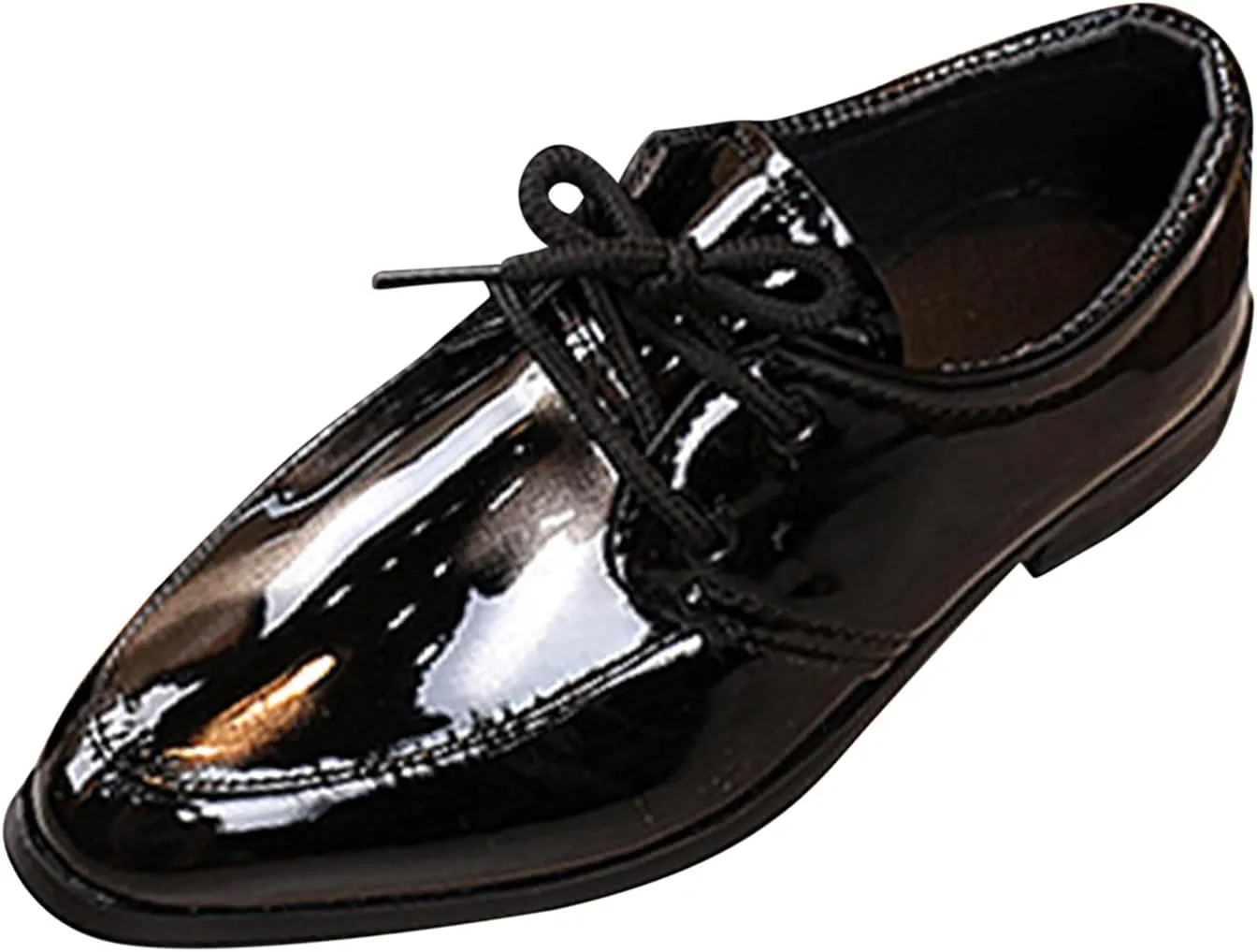 Boy's Classic Oxfords Dress Shoes Pointed Toe Patent Formal Dress Shoes Lace Up Wedding Prom Infant Dress Shoes