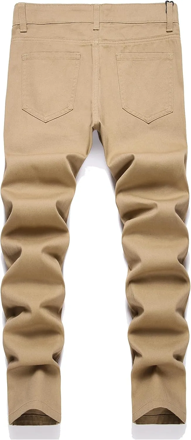 Boy's Skinny Fit Ripped Distressed Fashion Washed Denim Jeans Pants