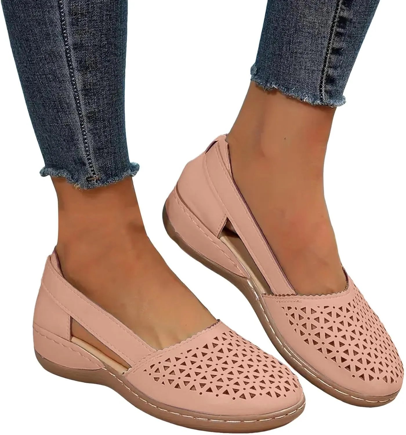 Casual Sandal Women's Closed Toe Flat Shoes Fashionable Casual Hollow Outer Wear Light Breathable Shoes