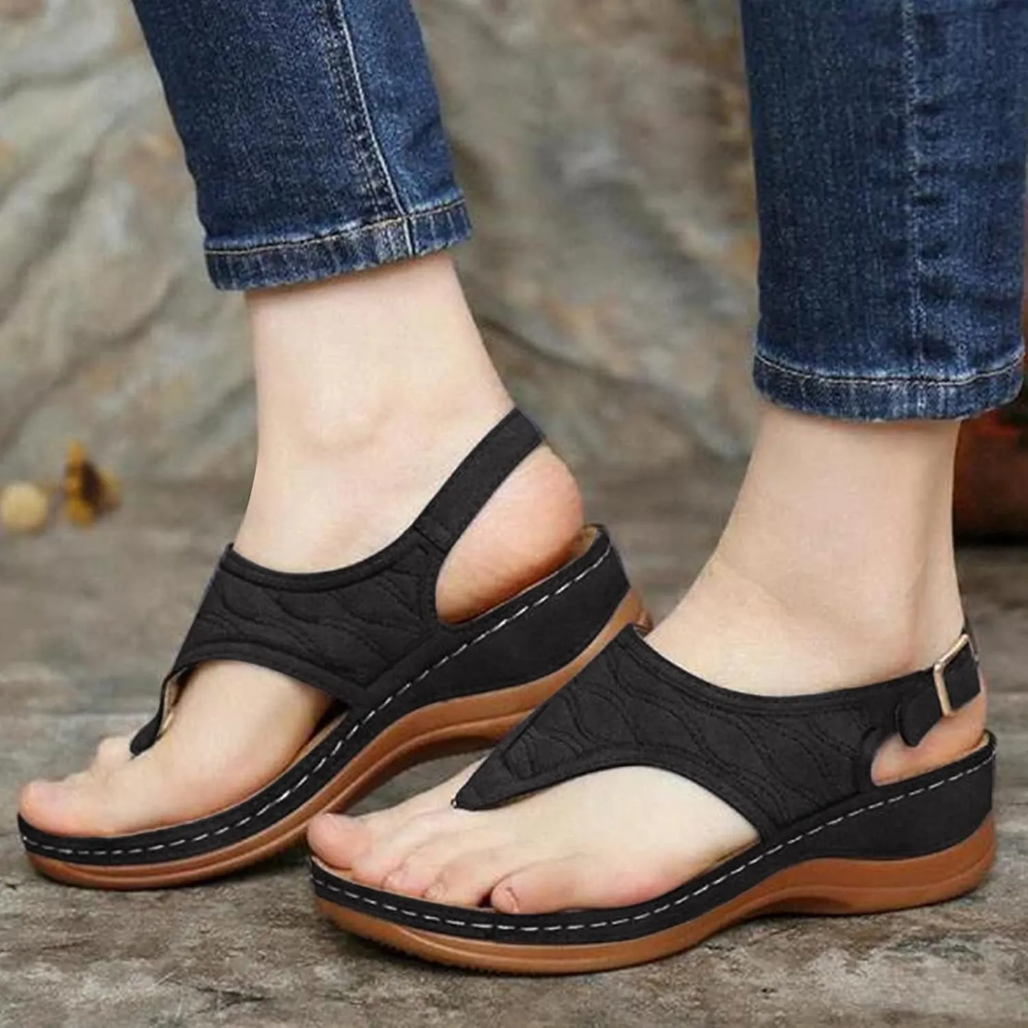 Cathalem Orthopedic Sandals for Women Arch Support 2024 Plus Size Casual Summer Shoes Comfy Lightweight Breathable Sandals