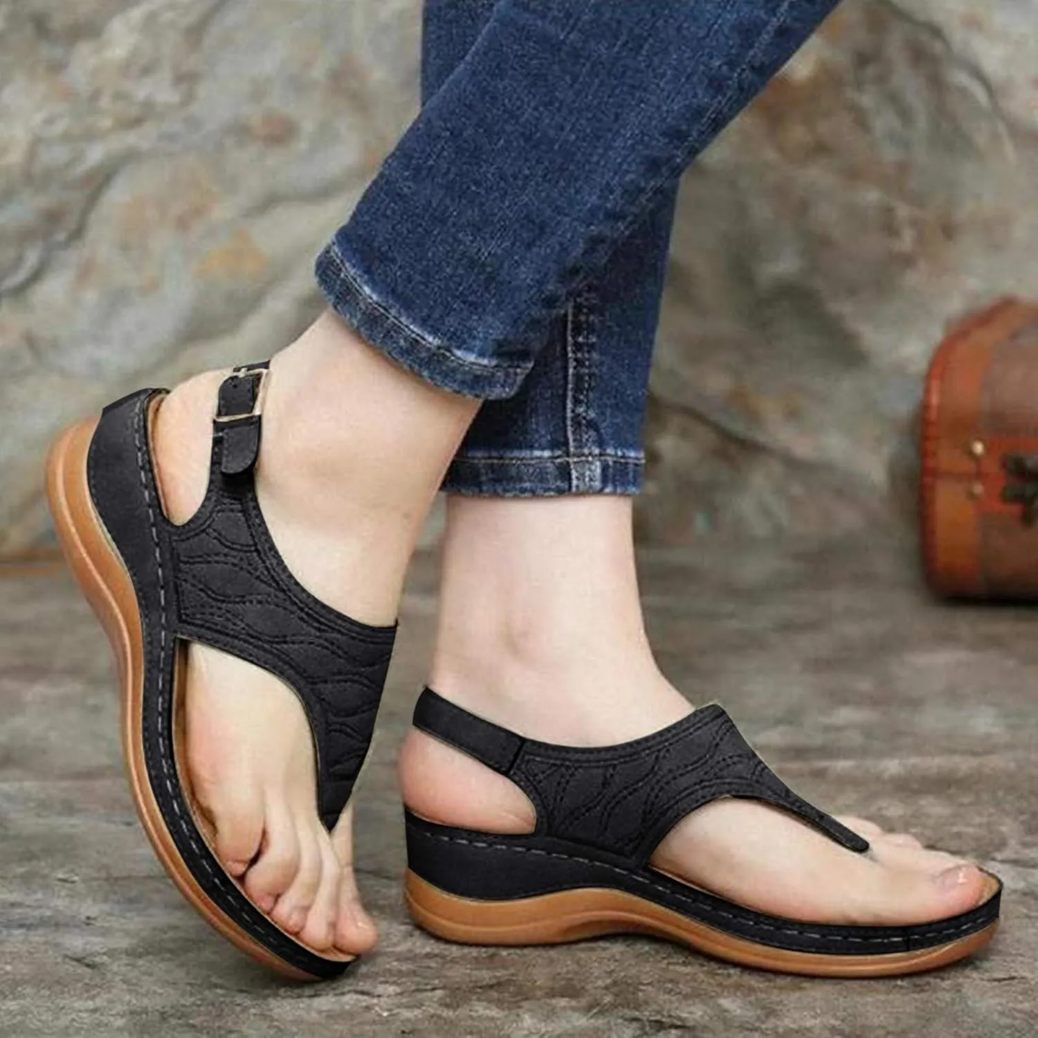 Cathalem Orthopedic Sandals for Women Arch Support 2024 Plus Size Casual Summer Shoes Comfy Lightweight Breathable Sandals