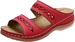 Cathalem Orthopedic Sandals for Women Casual Strappy Low Wedges Sandals Summer Beach Sandals Dress Shoes