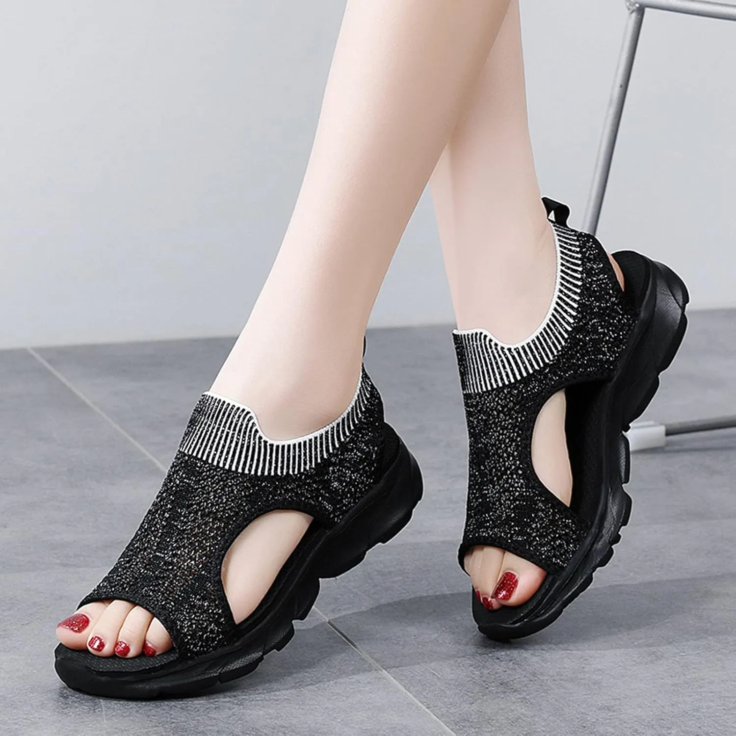 Cathalem Orthopedic Sandals for Women Espadrille Platform Sandals Women Fashion Casual Ankle Strap Wedge Heels