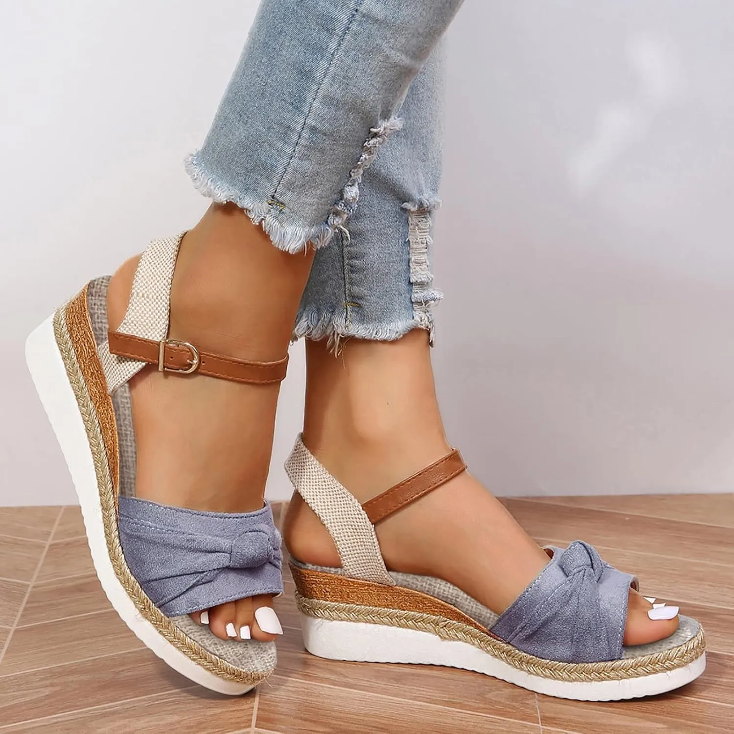 Cathalem Summer Sandals for Women 2024 Platform Open Toe Ankle Strap Sandals Zipper Beach Sandals Dress Shoes