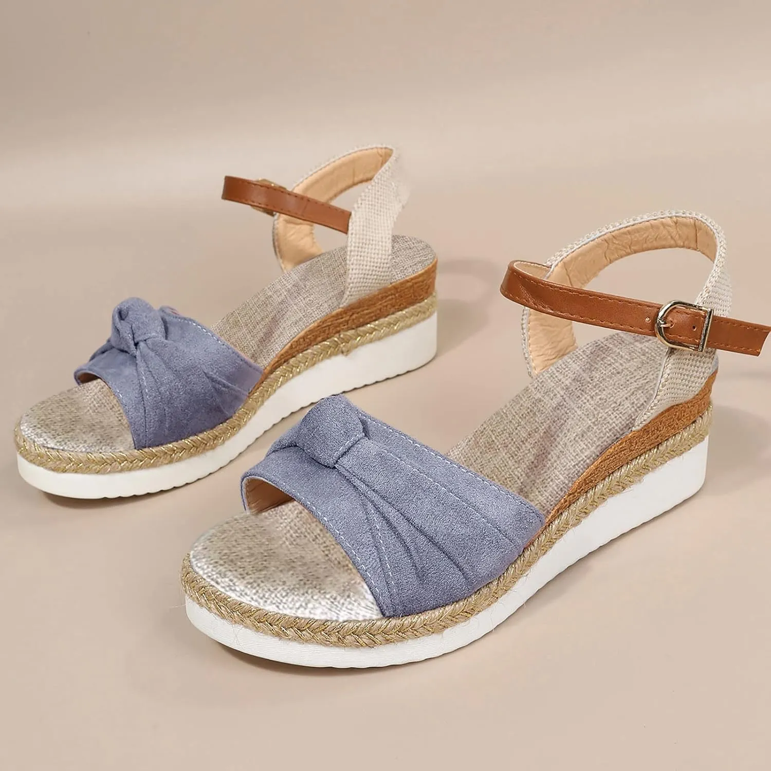 Cathalem Summer Sandals for Women 2024 Platform Open Toe Ankle Strap Sandals Zipper Beach Sandals Dress Shoes