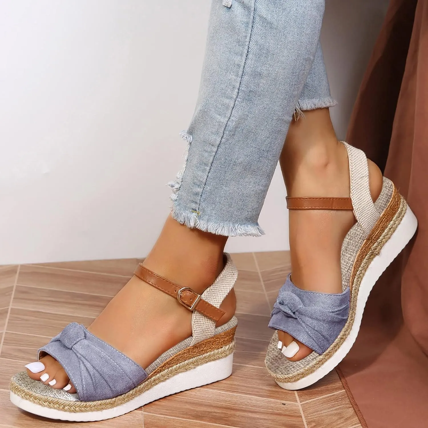 Cathalem Summer Sandals for Women 2024 Platform Open Toe Ankle Strap Sandals Zipper Beach Sandals Dress Shoes