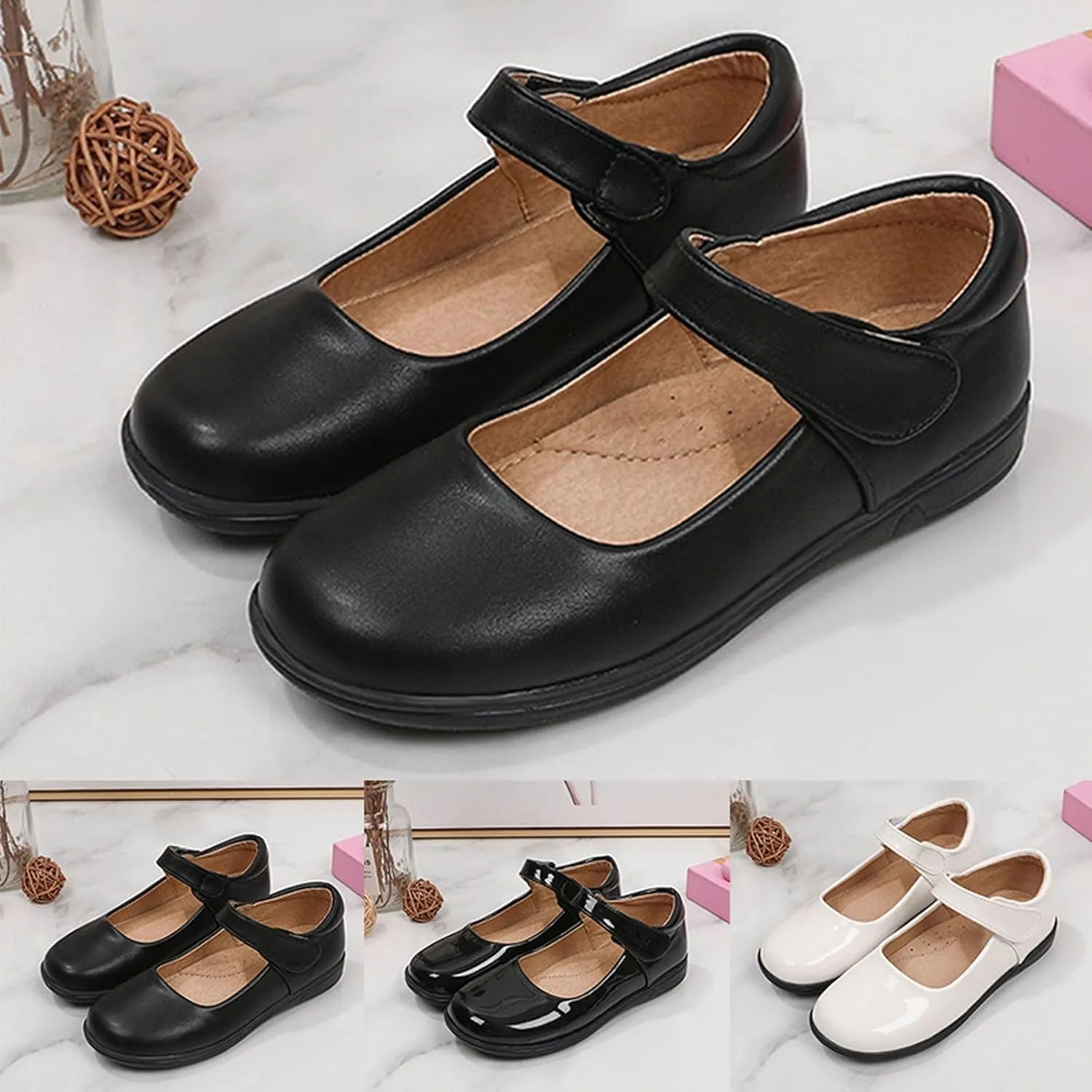 Children's Girl Mary Jane Leather Shoes Princess Classic Wedding Birthday Pary Dress Low Heel Platform Flat