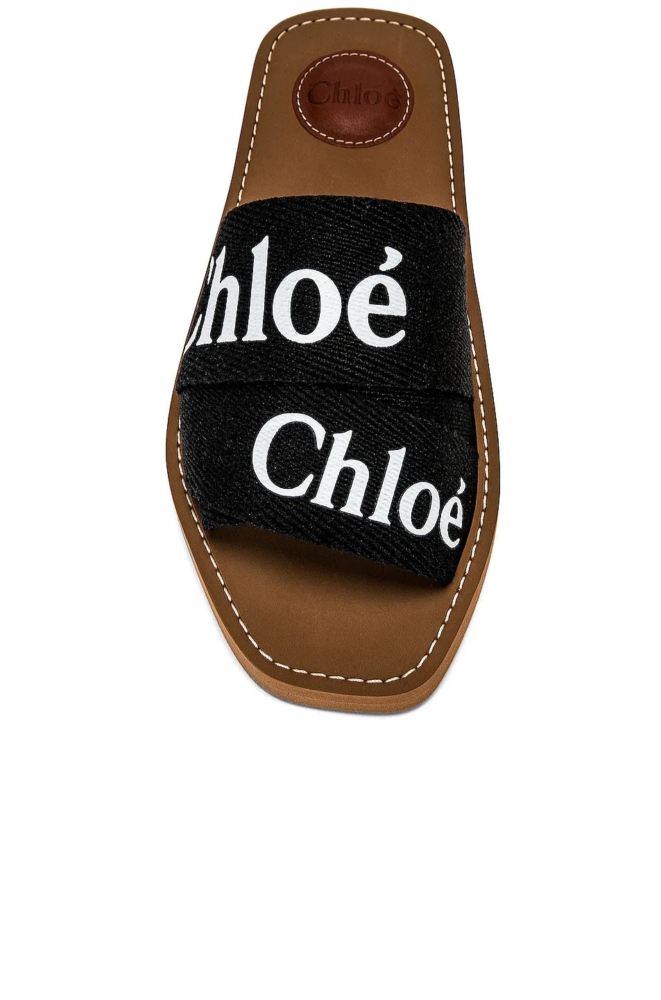 Chloe Woody Flat Slippers, black