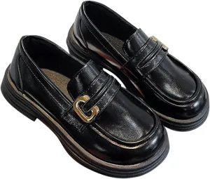 Chunky Loafers for Girls Platform Classic Dress Shoes Little Kid PU Leather Rubber Sole Oxford School Uniform Wedding
