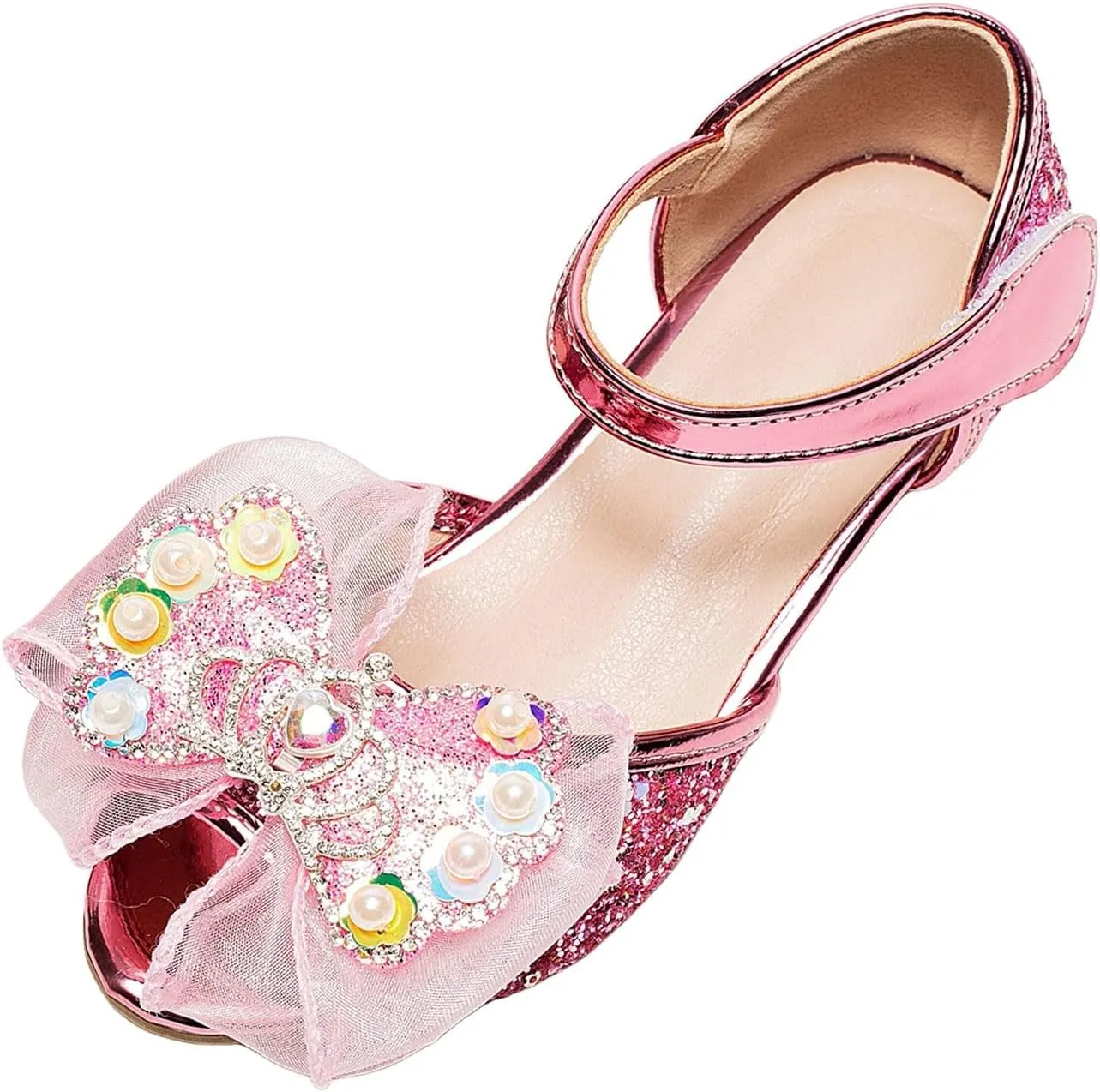 Classic Open Toe Flat Sandals Bowknot Princess Shoes Little Girl Performance Dress High Heels Children's Fish Mouth Hollow Sandals