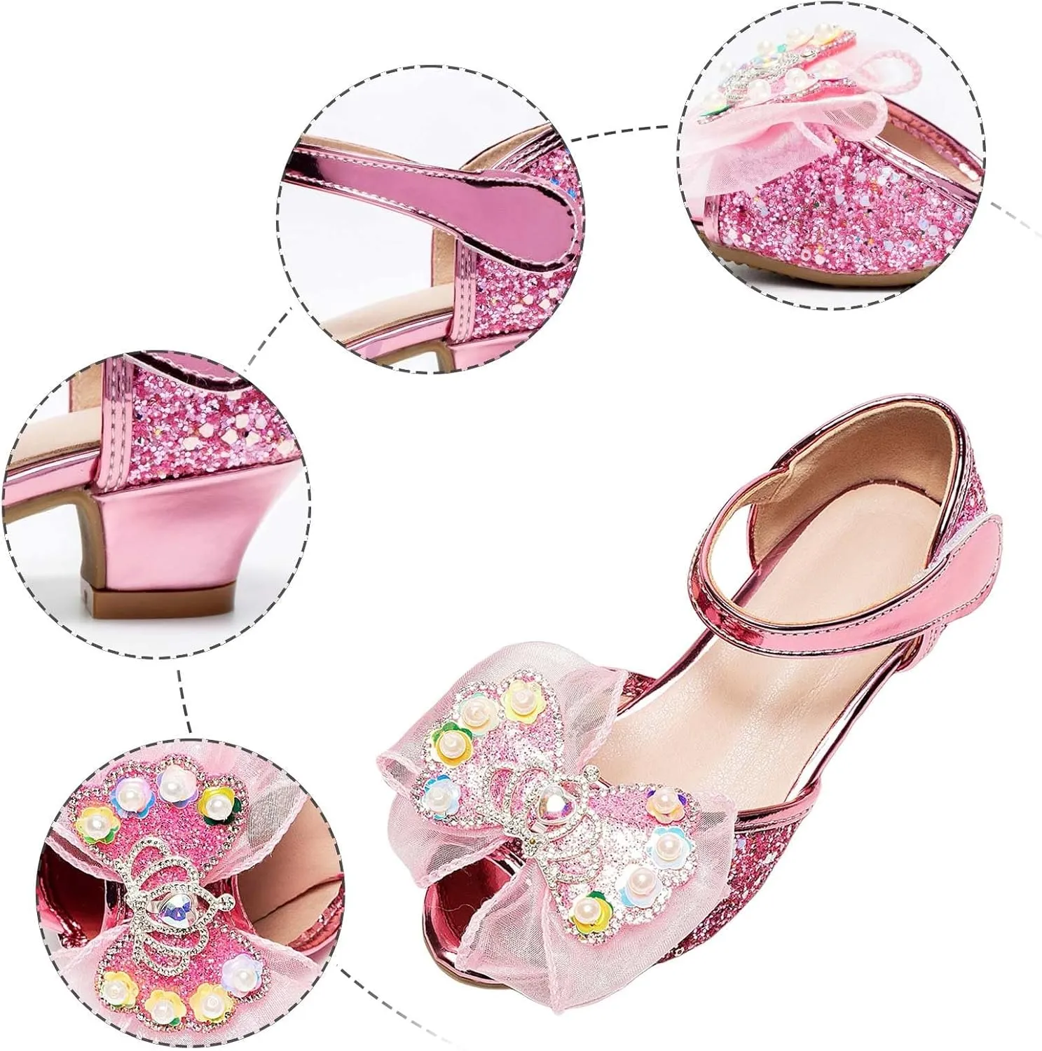 Classic Open Toe Flat Sandals Bowknot Princess Shoes Little Girl Performance Dress High Heels Children's Fish Mouth Hollow Sandals