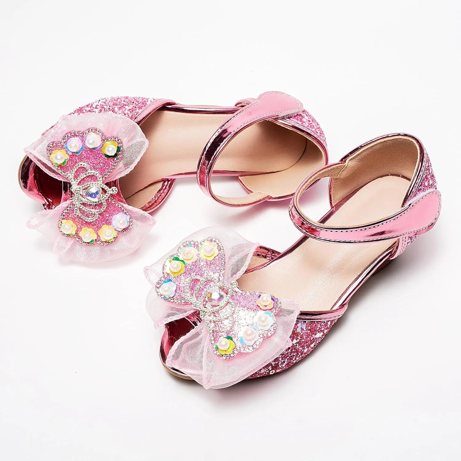 Classic Open Toe Flat Sandals Bowknot Princess Shoes Little Girl Performance Dress High Heels Children's Fish Mouth Hollow Sandals
