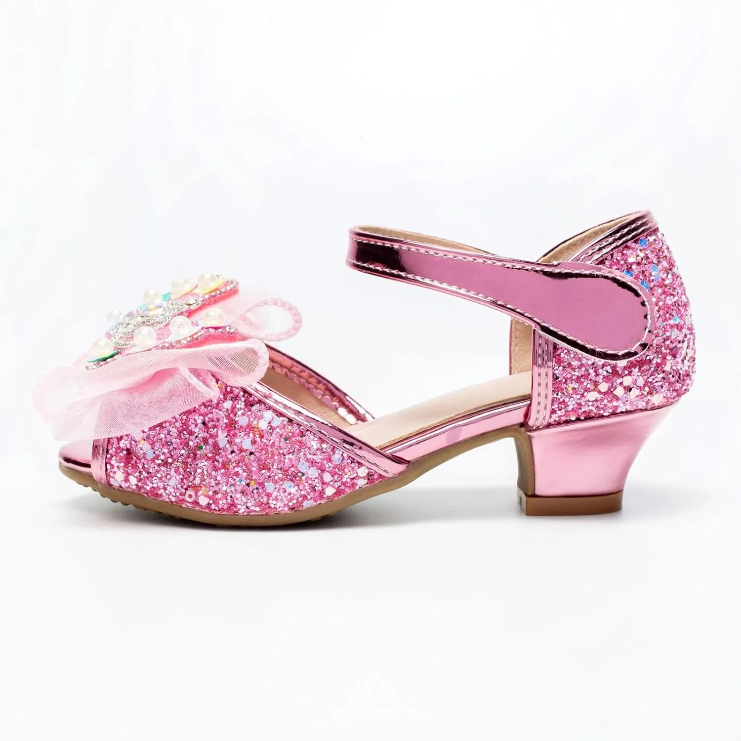 Classic Open Toe Flat Sandals Bowknot Princess Shoes Little Girl Performance Dress High Heels Children's Fish Mouth Hollow Sandals