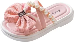 Classic Open Toe Flat Sandals Children Shoes Comfortable Soft Soled Slippers Fashionable Flower Pearl Beach Sandals And Slippers
