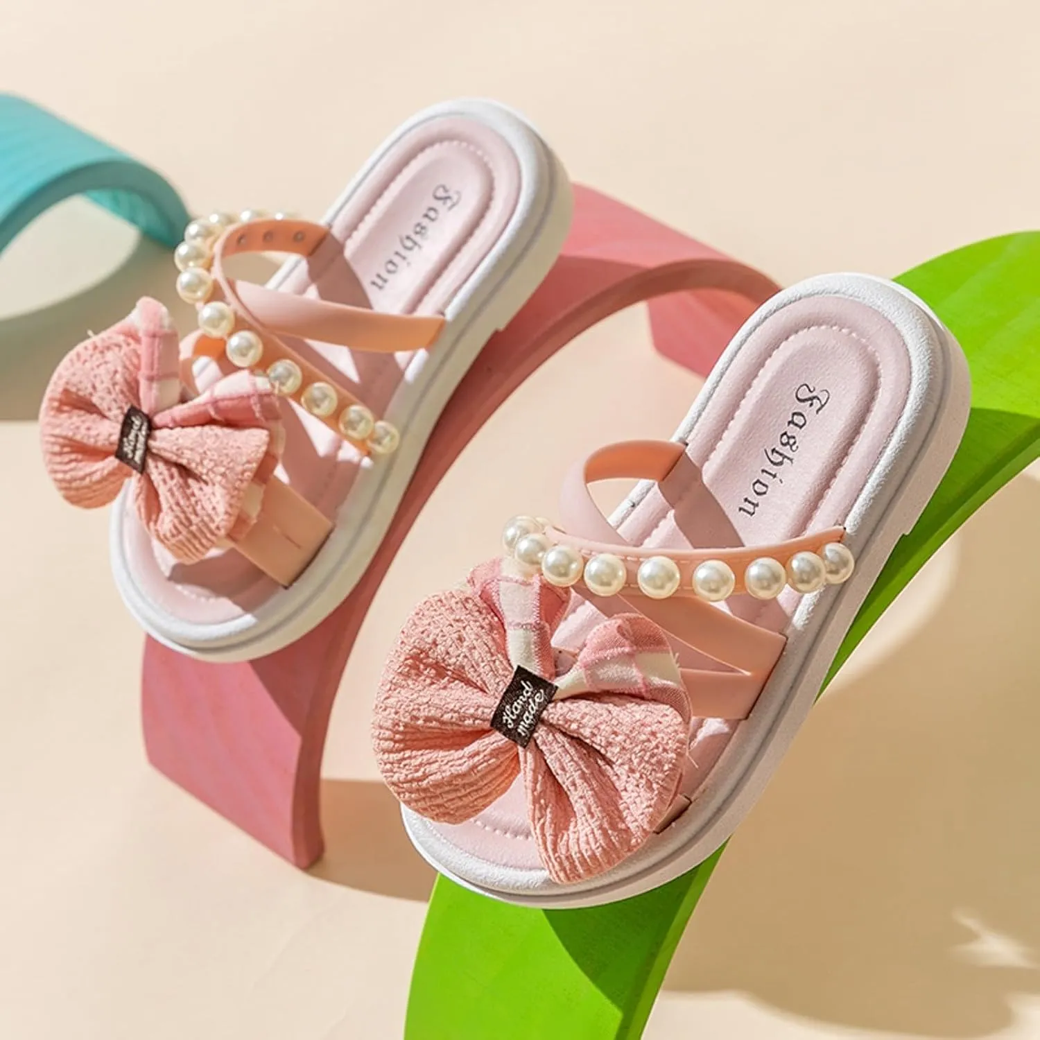 Classic Open Toe Flat Sandals Children Shoes Comfortable Soft Soled Slippers Fashionable Flower Pearl Beach Sandals And Slippers
