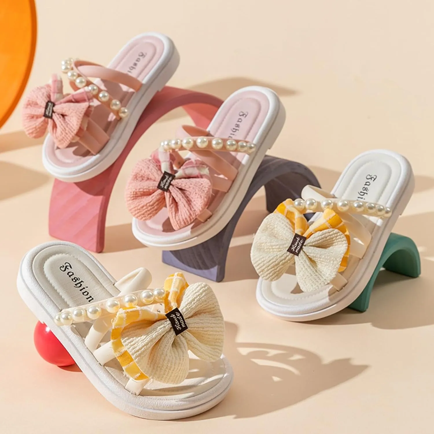 Classic Open Toe Flat Sandals Children Shoes Comfortable Soft Soled Slippers Fashionable Flower Pearl Beach Sandals And Slippers
