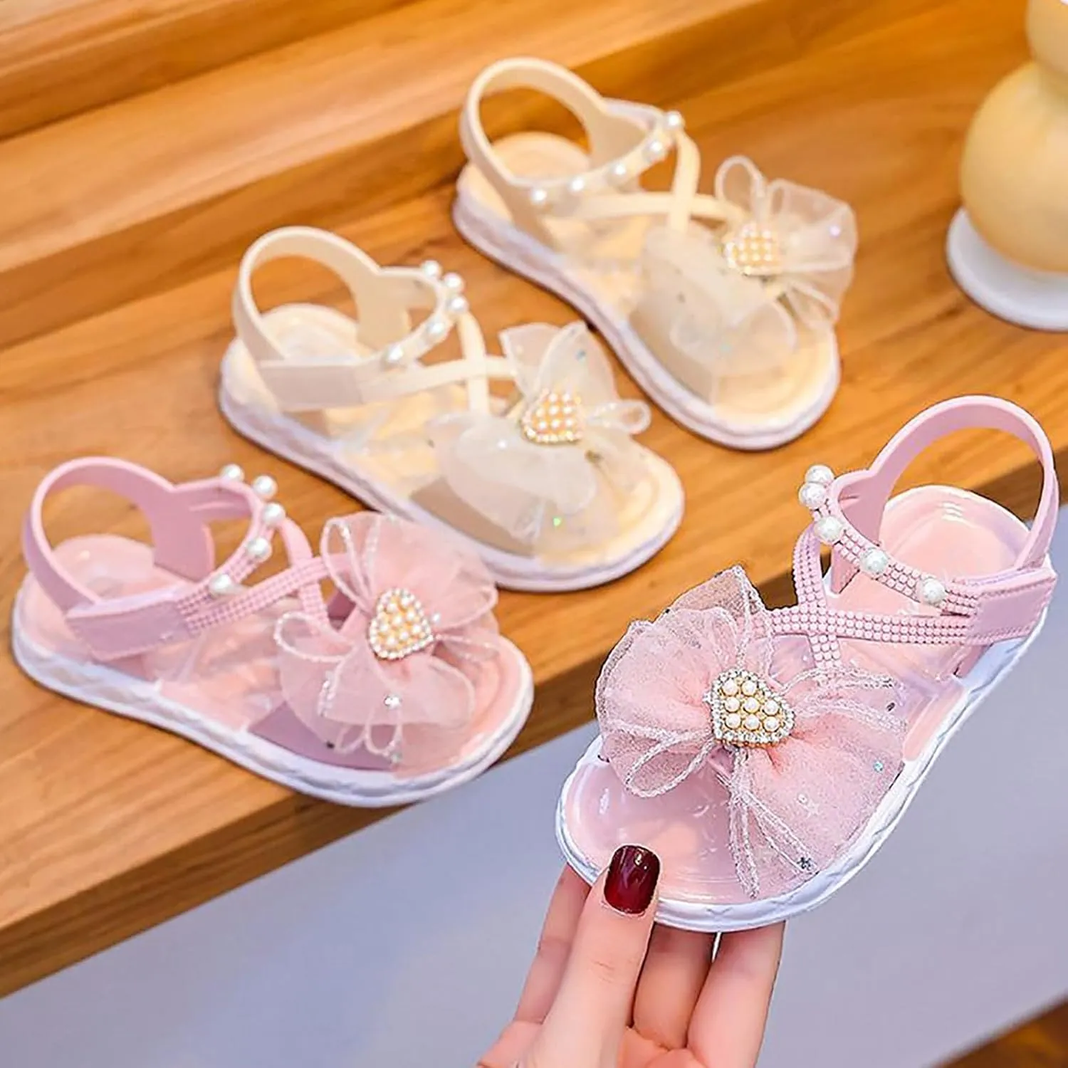 Classic Open Toe Flat Sandals Children Shoes Fashion Flower Thick Soled Sandals Soft Sole Comfortable Princess