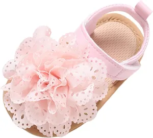 Classic Open Toe Flat Sandals Shoes Children's Dance Shoes Casual Girls Wedding Costume Dance Lace Flower Children's