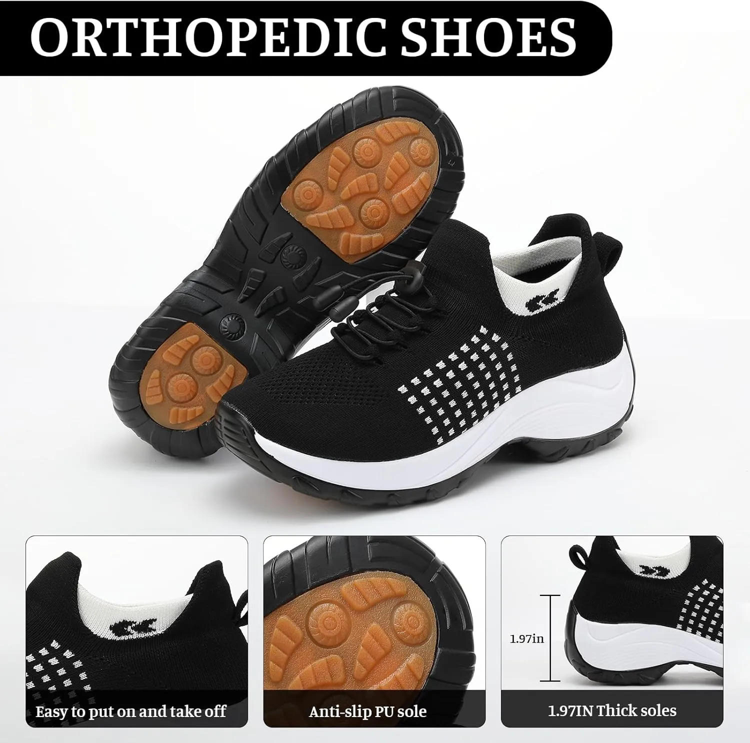 Comfort Wear Shoes for Women Men Fashion Comfortwear Orthopedic Shoe Ortho Breathable Shoes for Plantar Fasciitis Air Cushion Slip-On Orthopedic Diabetic Walking Shoes Orthofeet Sneakers