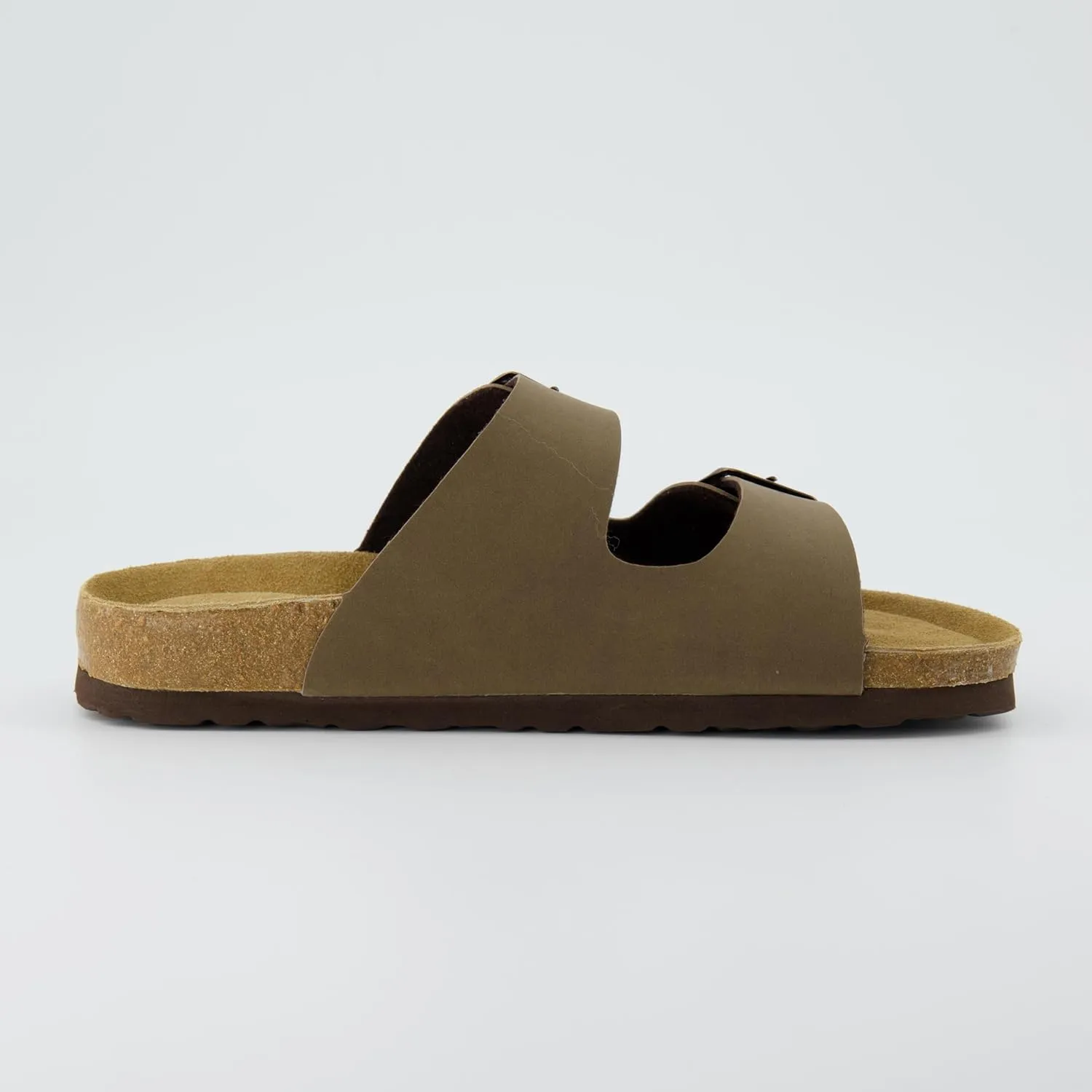 CUSHIONAIRE Lane Cork Footbed Sandals for Women  Comfortable Double Buckle Slip-On with Genuine Suede Footbed & Arch Support Slides for Women Footwear