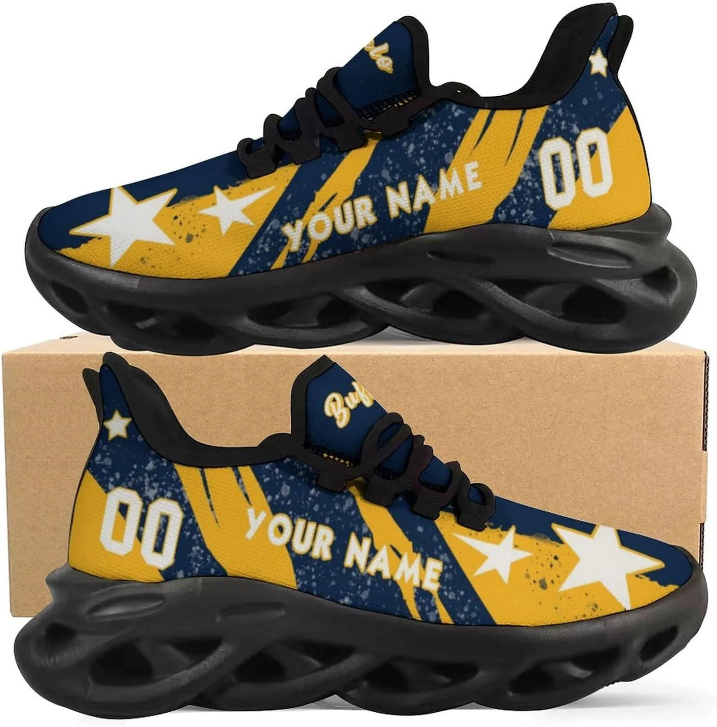 Custom Men's Sneakers Hockey Name & Number Breathable Fan Gift for Men Women Athletic Gym Slip-on Shoes Personalized White Black