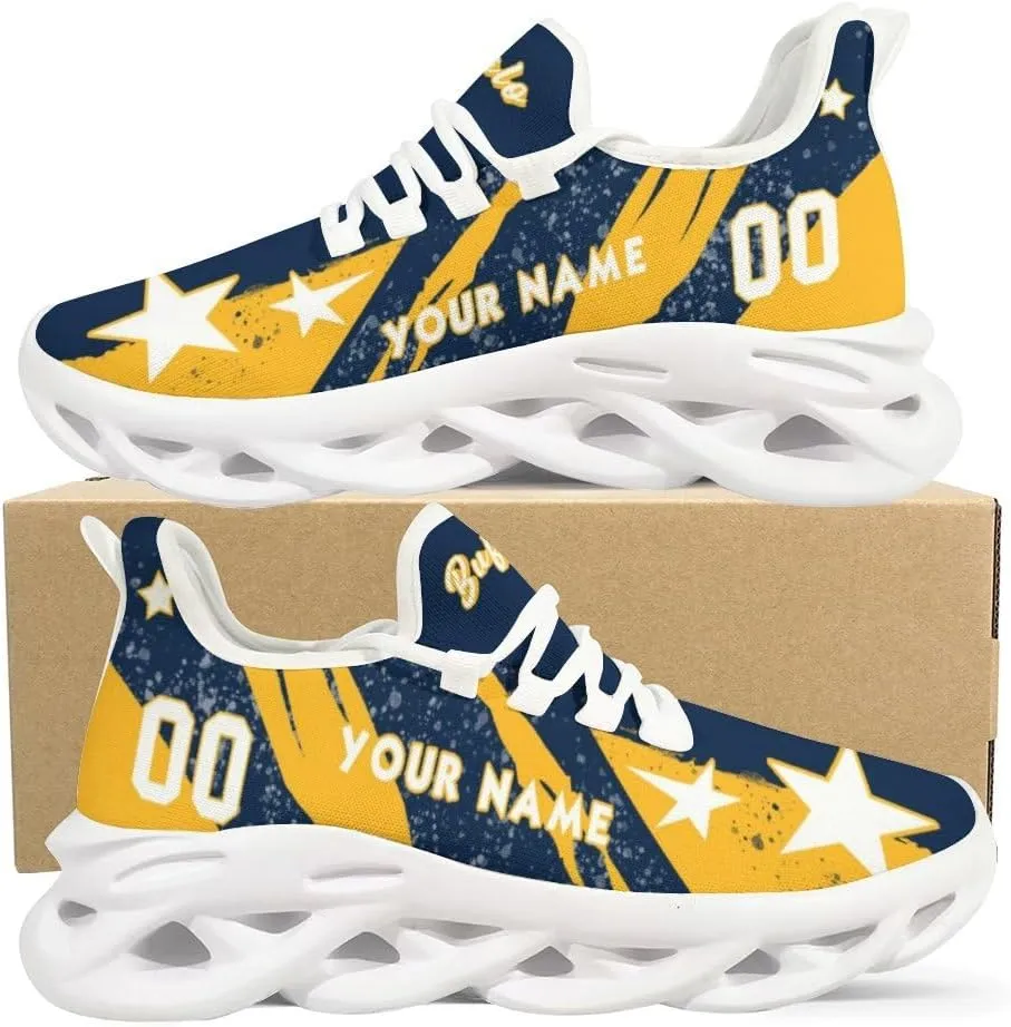 Custom Men's Sneakers Hockey Name & Number Breathable Fan Gift for Men Women Athletic Gym Slip-on Shoes Personalized White Black