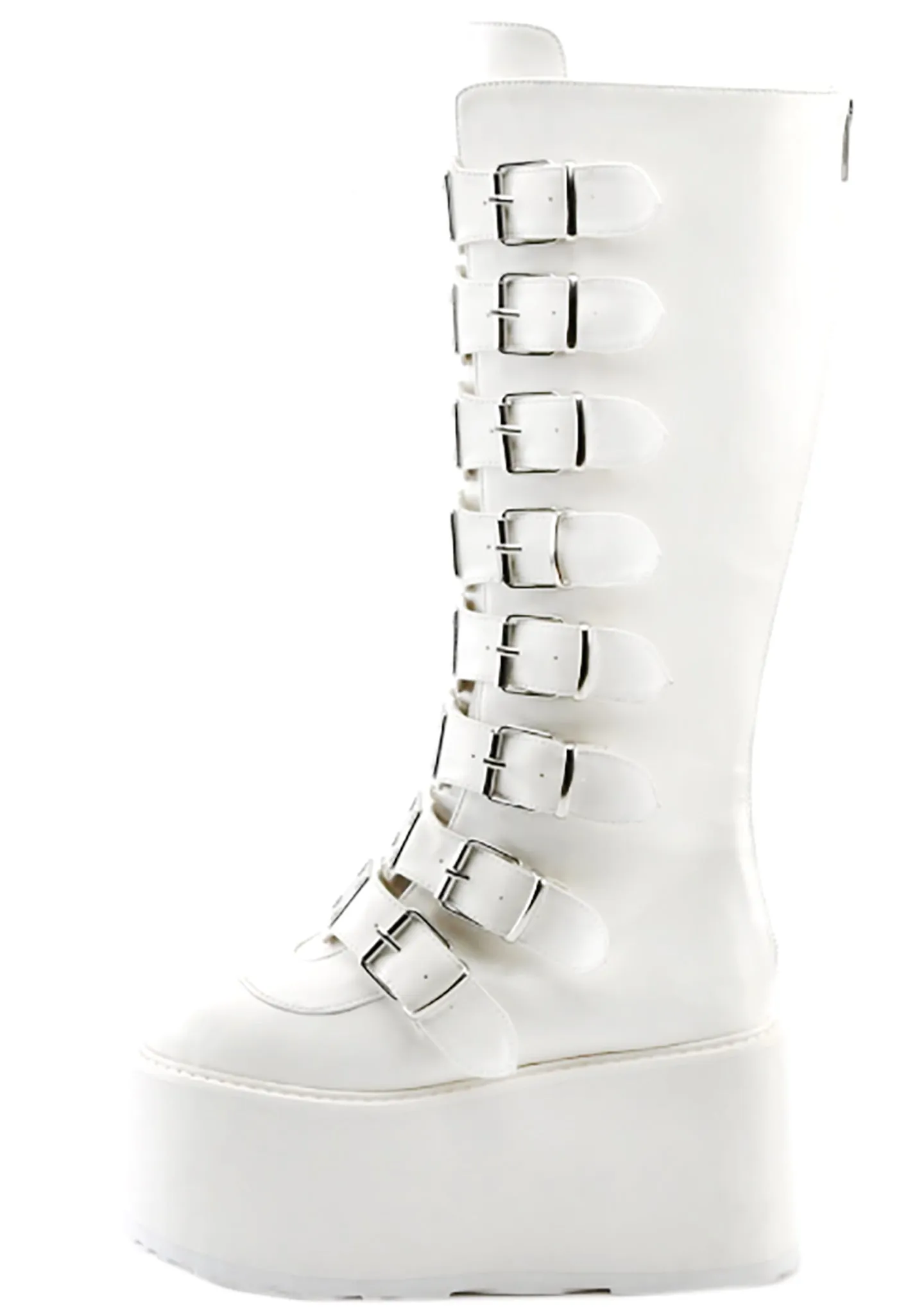 DAMNED 318 51/50 White Platform Boots