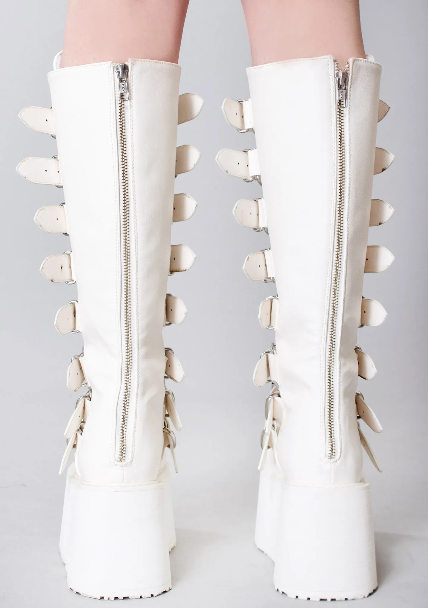 DAMNED 318 51/50 White Platform Boots