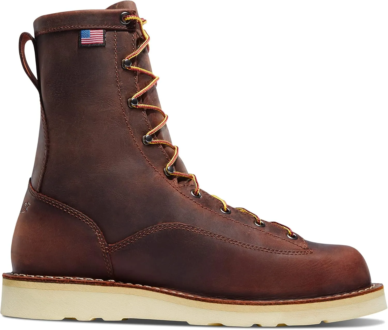 Danner 8 Bull Run Work Boots for Men - Durable, Lightweight Full-Grain Leather with Non Slip Wedge Outsole & 3-Density Cushion Footbed, EH Resistant
