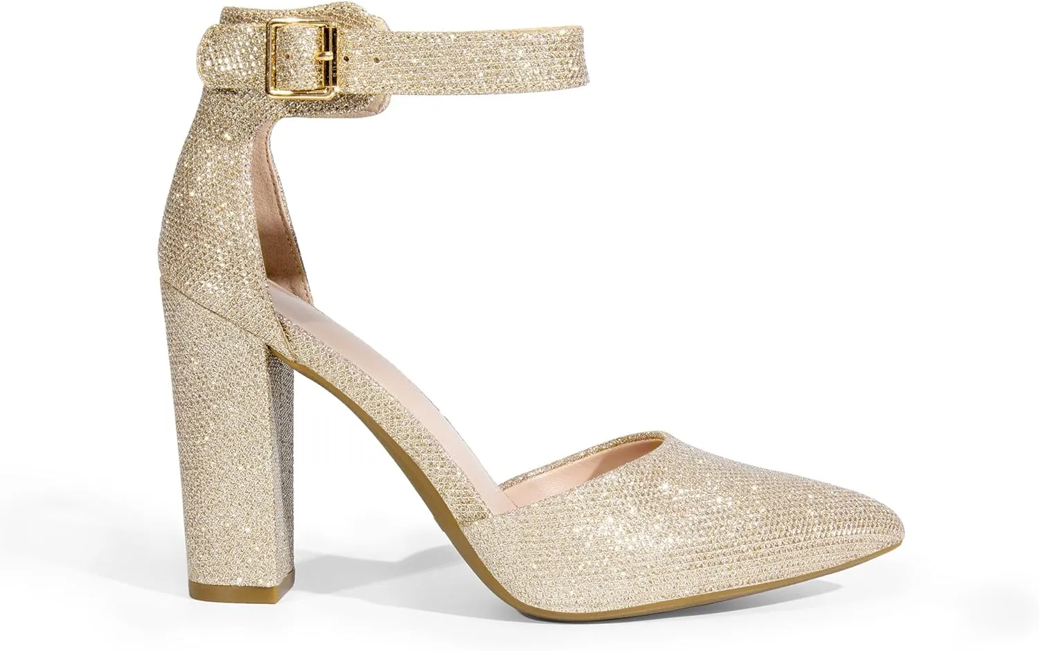 DREAM PAIRS Women's Chunky High Heels Dress Pumps Closed Pointed Toe Block Ankle Strap Shoes for Wedding Party