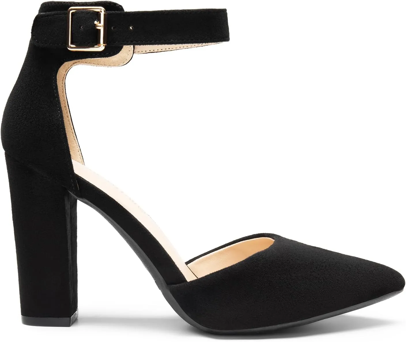 DREAM PAIRS Women's Chunky High Heels Dress Pumps Closed Pointed Toe Block Ankle Strap Shoes for Wedding Party