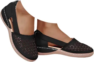 Eduavar Women's Summer Casual Wedge Lace Up Sandals, Black