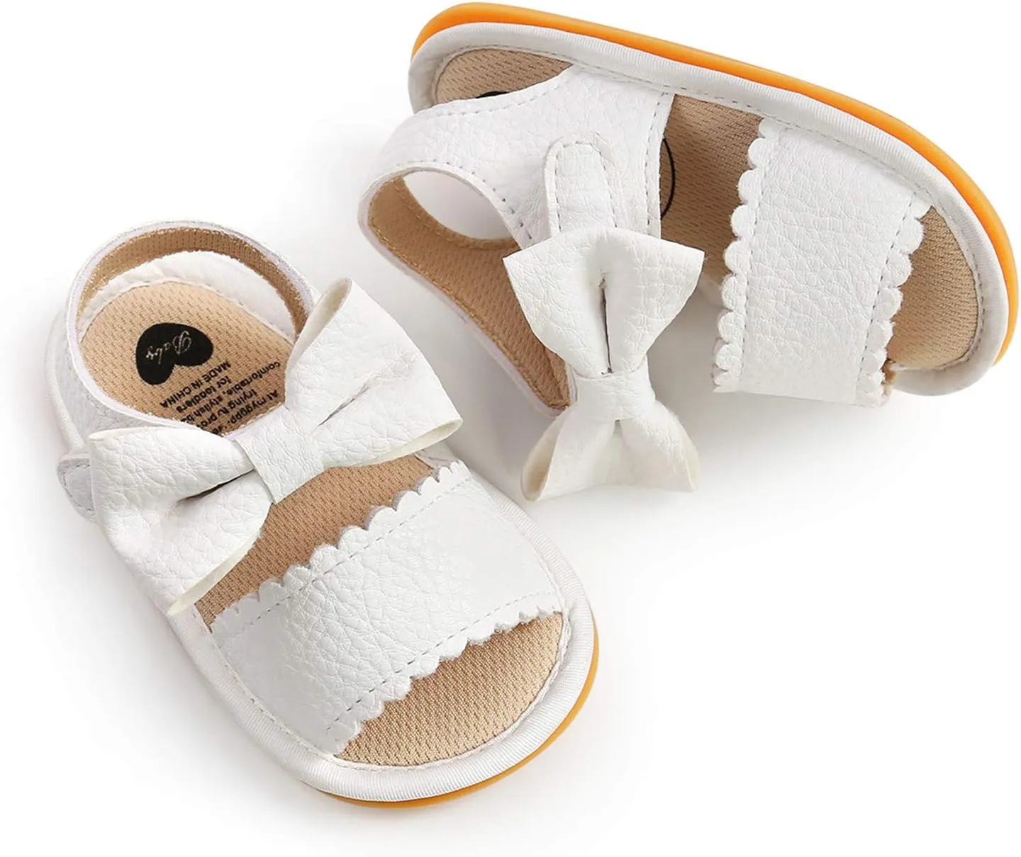 EnJoCho Boys Running Shoes Baby Rubber Boys Bow Soft Sandals Summer Girls Sole Walking Non-Slip Shoes Flat Baby Shoes (White, 12-12m)