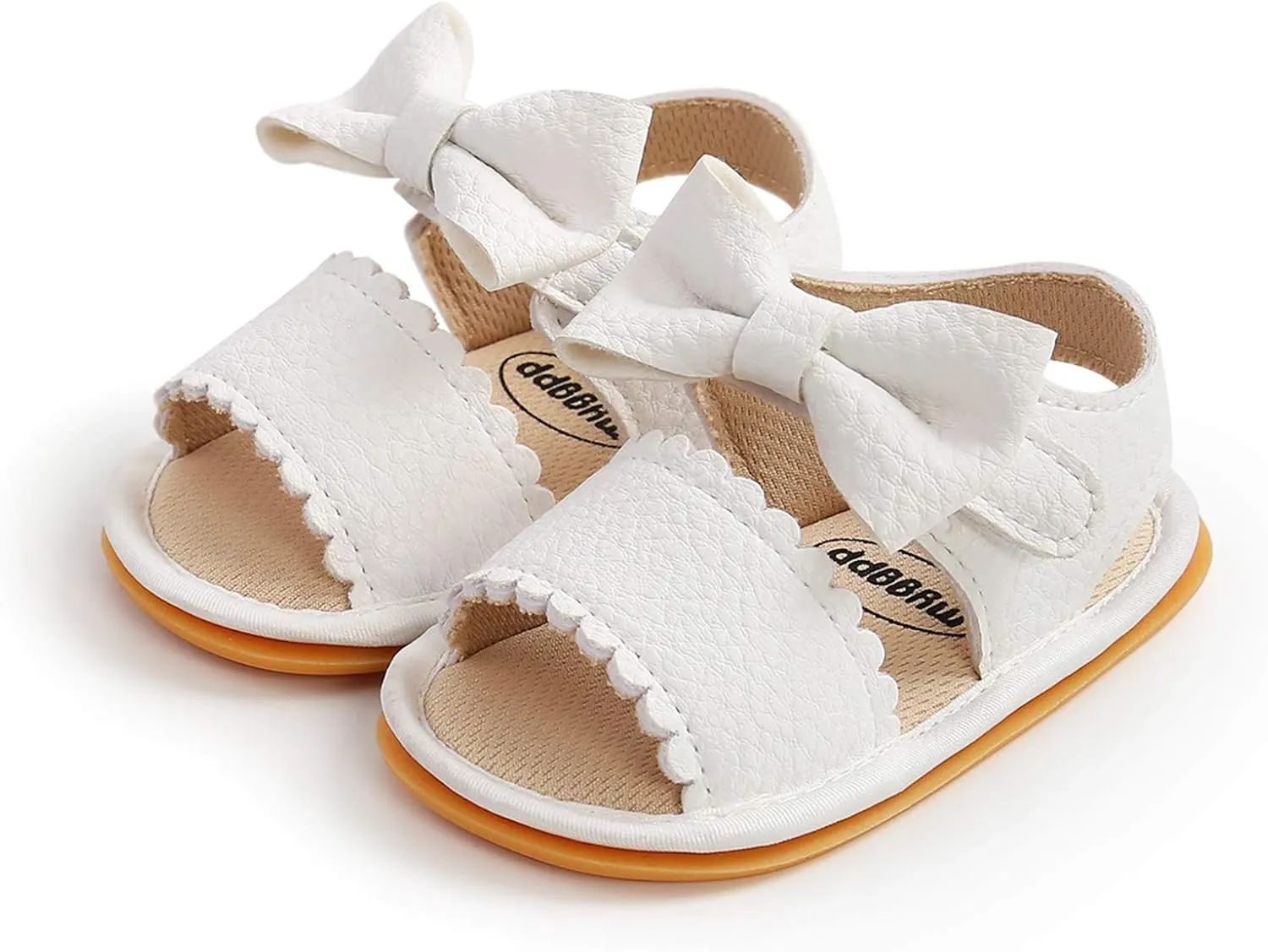EnJoCho Boys Running Shoes Baby Rubber Boys Bow Soft Sandals Summer Girls Sole Walking Non-Slip Shoes Flat Baby Shoes (White, 12-12m)