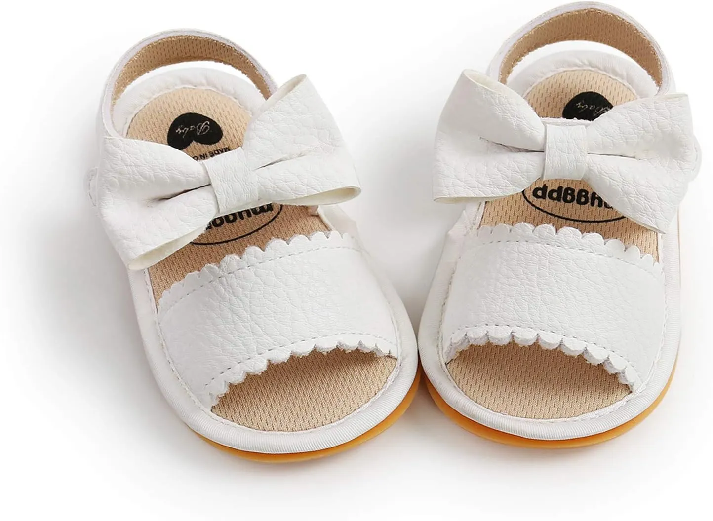 EnJoCho Boys Running Shoes Baby Rubber Boys Bow Soft Sandals Summer Girls Sole Walking Non-Slip Shoes Flat Baby Shoes (White, 12-12m)