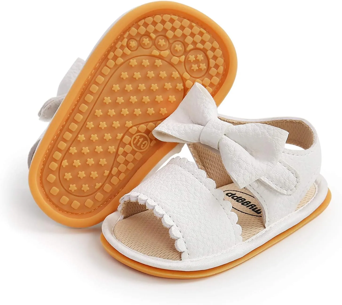 EnJoCho Boys Running Shoes Baby Rubber Boys Bow Soft Sandals Summer Girls Sole Walking Non-Slip Shoes Flat Baby Shoes (White, 12-12m)